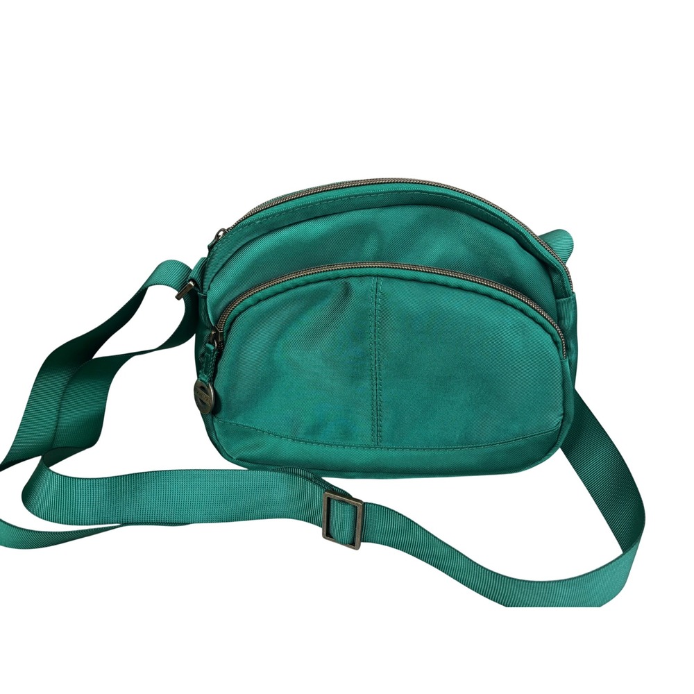 Travelon Emerald Green Nylon Crossbody Bag F11372 Paisley Lining